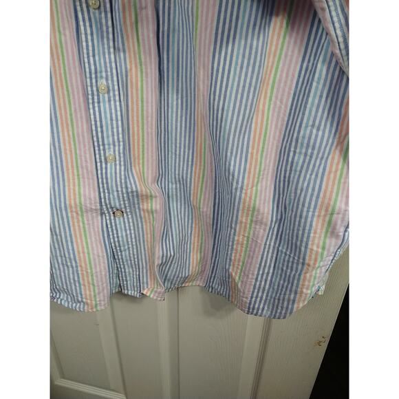 Cremieux Men's 3XB Candied Striped Collared Short Sleeve Pocket Shirt - Picture 6 of 9